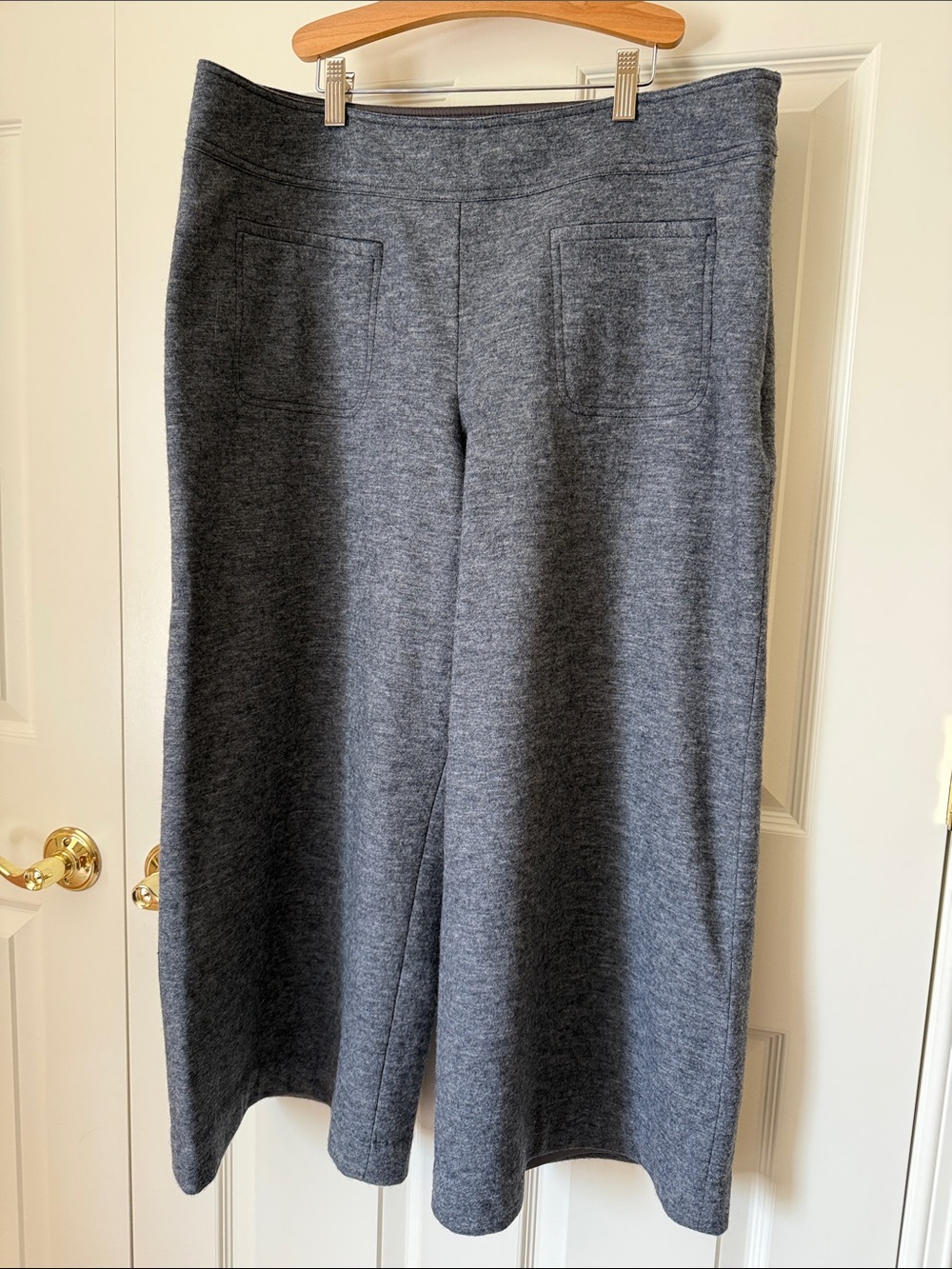 Size 14 Anthropologie elevenese Wide-Leg wool Pants in Charcoal Gray